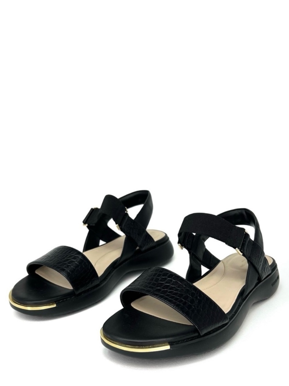Cole Haan Grand Ambition Carmel Sandal Women’s Size 11 Black Croc Embossed EUC